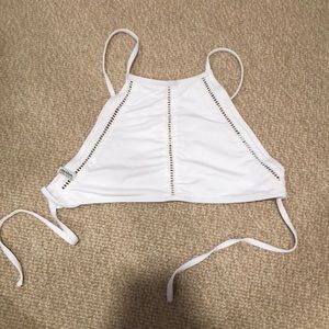 white halter bathing suit top